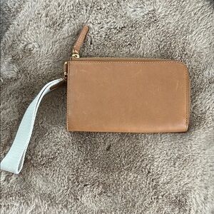 Madewell Tan Leather Wristlet Wallet